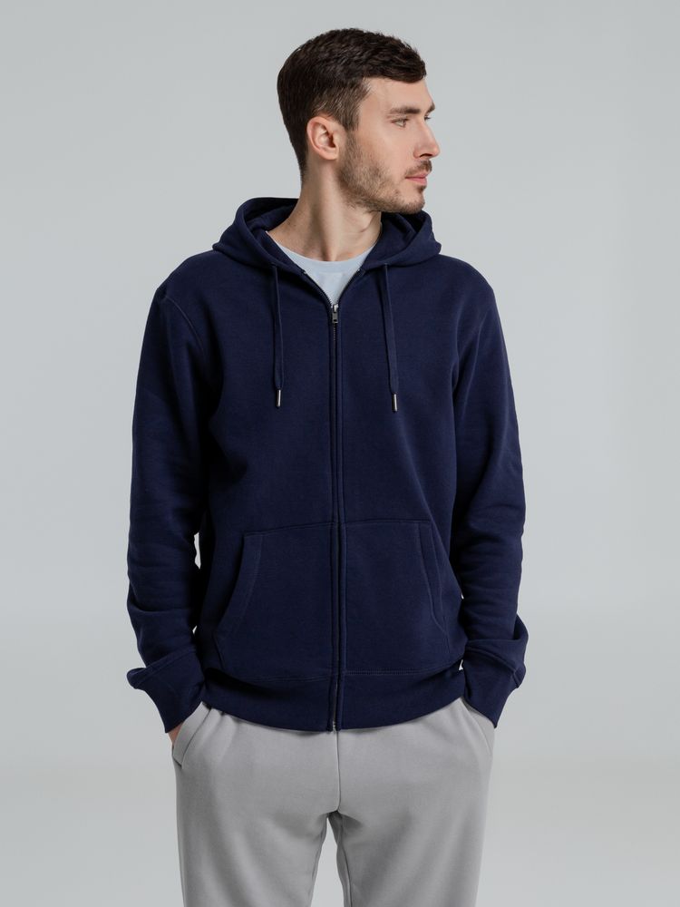 Толстовка с капюшоном на молнии унисекс King, темно-синяя / Миниатюра WWW (1000)