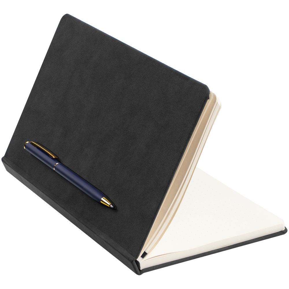 Блокнот Magnet Gold с ручкой, черный с синим / Миниатюра WWW (1000)