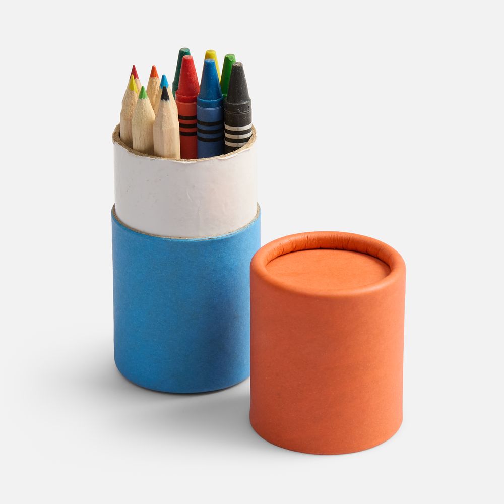 Набор цветных карандашей с мелками Kiddo Tube, голубой с оранжевым / Миниатюра WWW (1000)