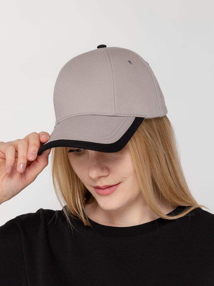 Бейсболка Honor, серая с черным кантом / Миниатюра WWW (1000)