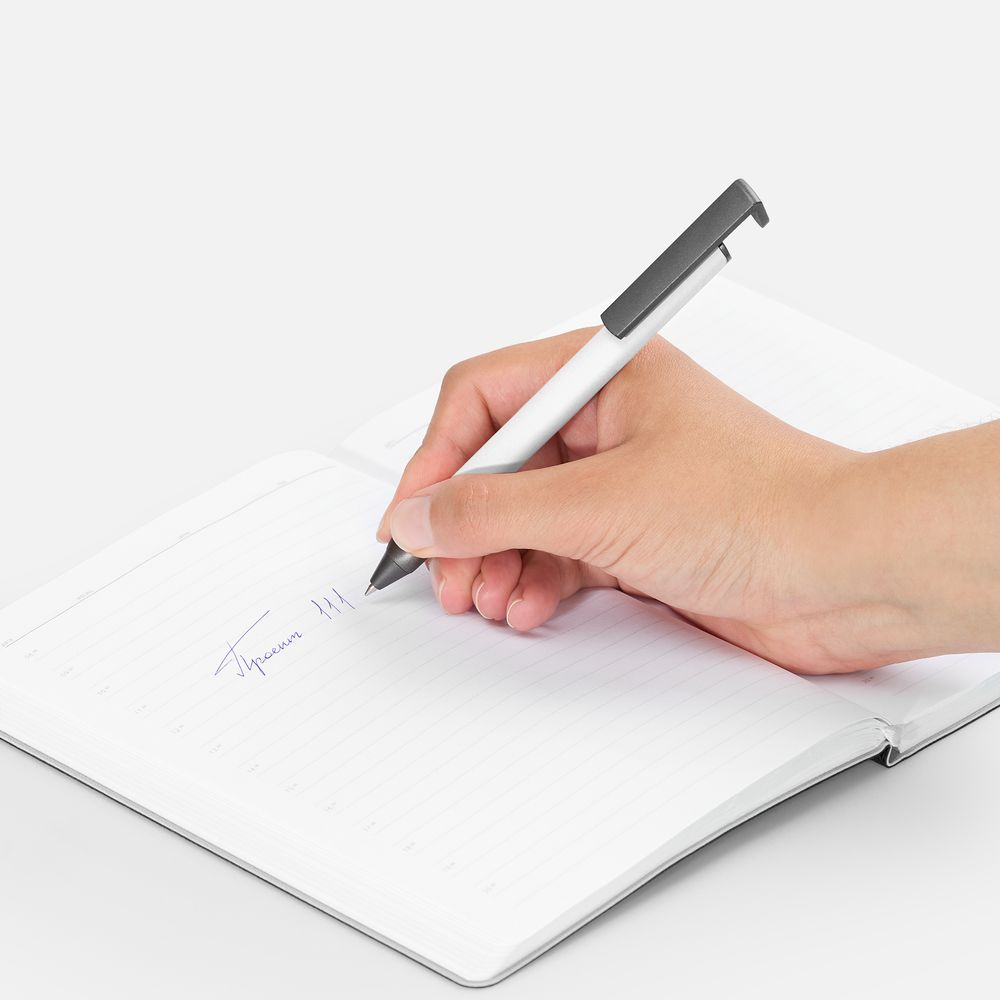 Ручка шариковая Standic с подставкой для телефона, белая / Миниатюра WWW (1000)