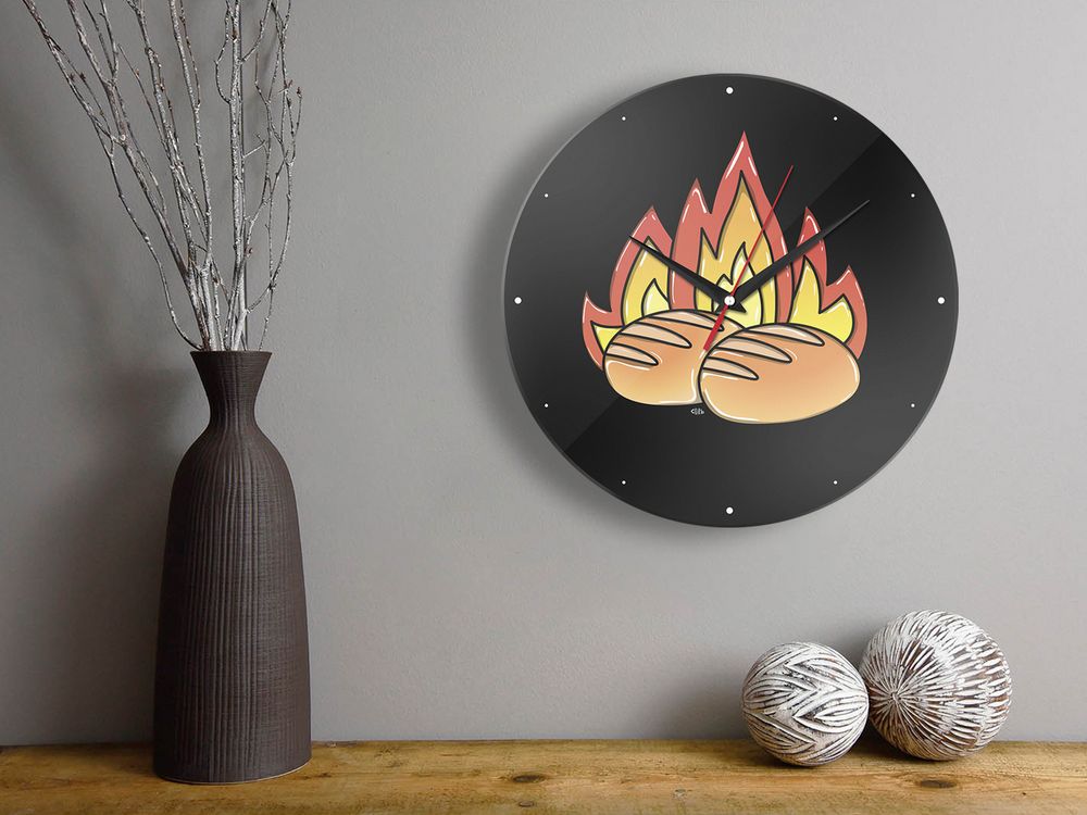 Часы настенные «Булки горят» / Миниатюра WWW (1000)