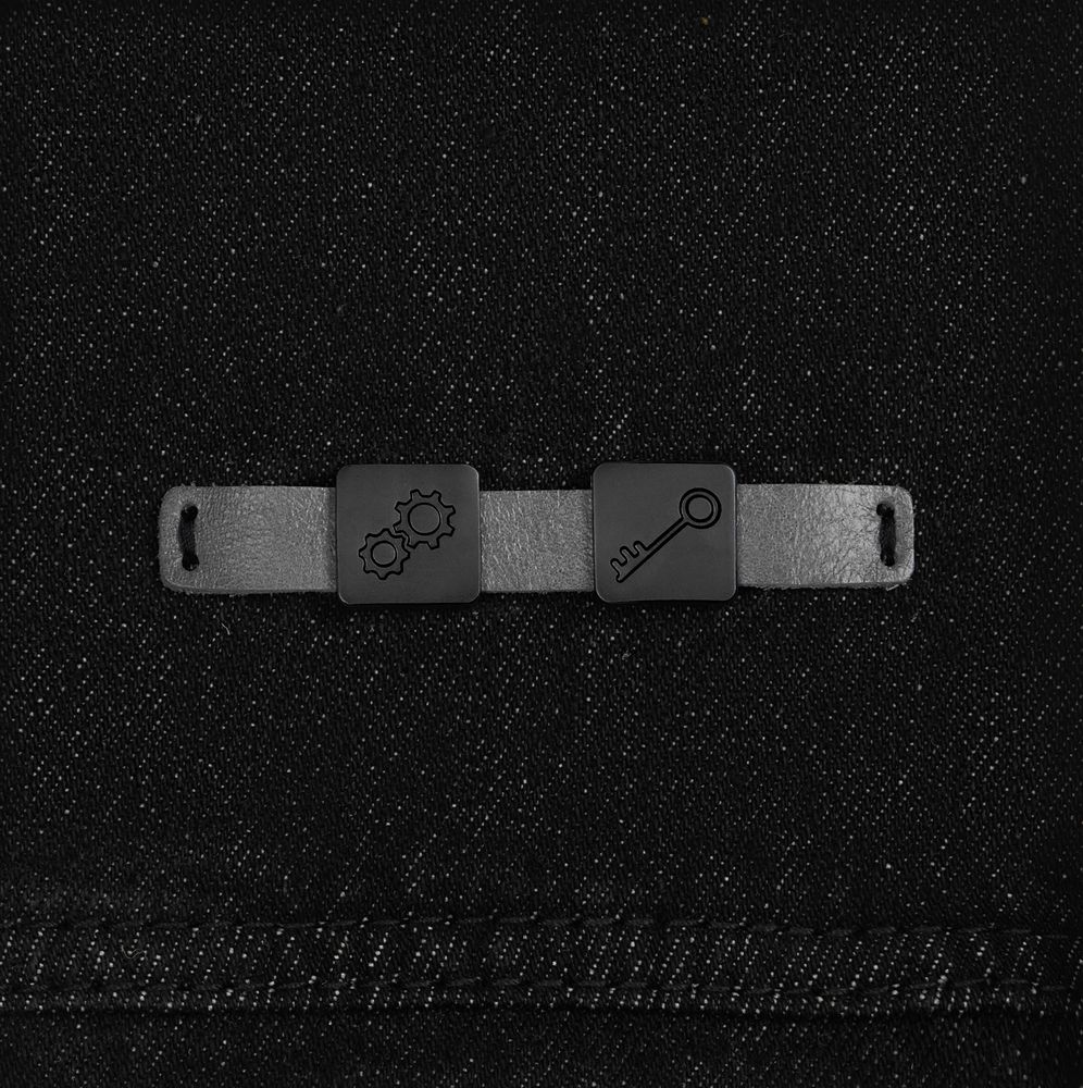 Лейбл кожаный Gimel, S, серый / Миниатюра нанесения (1000)