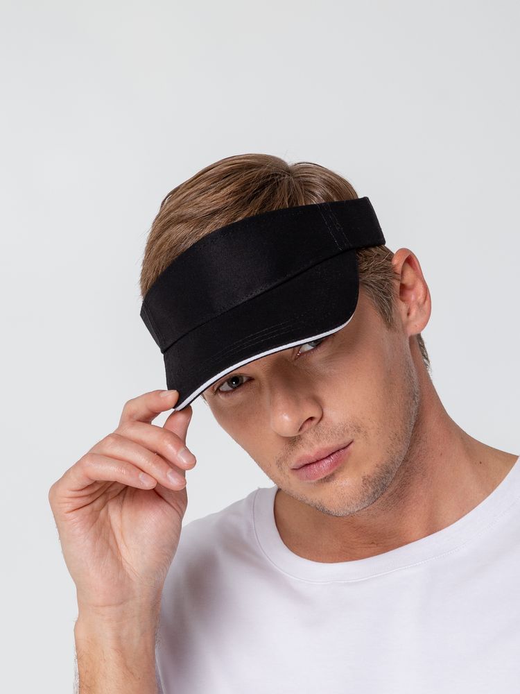 Козырек Active, черный с белым кантом / Миниатюра WWW (1000)