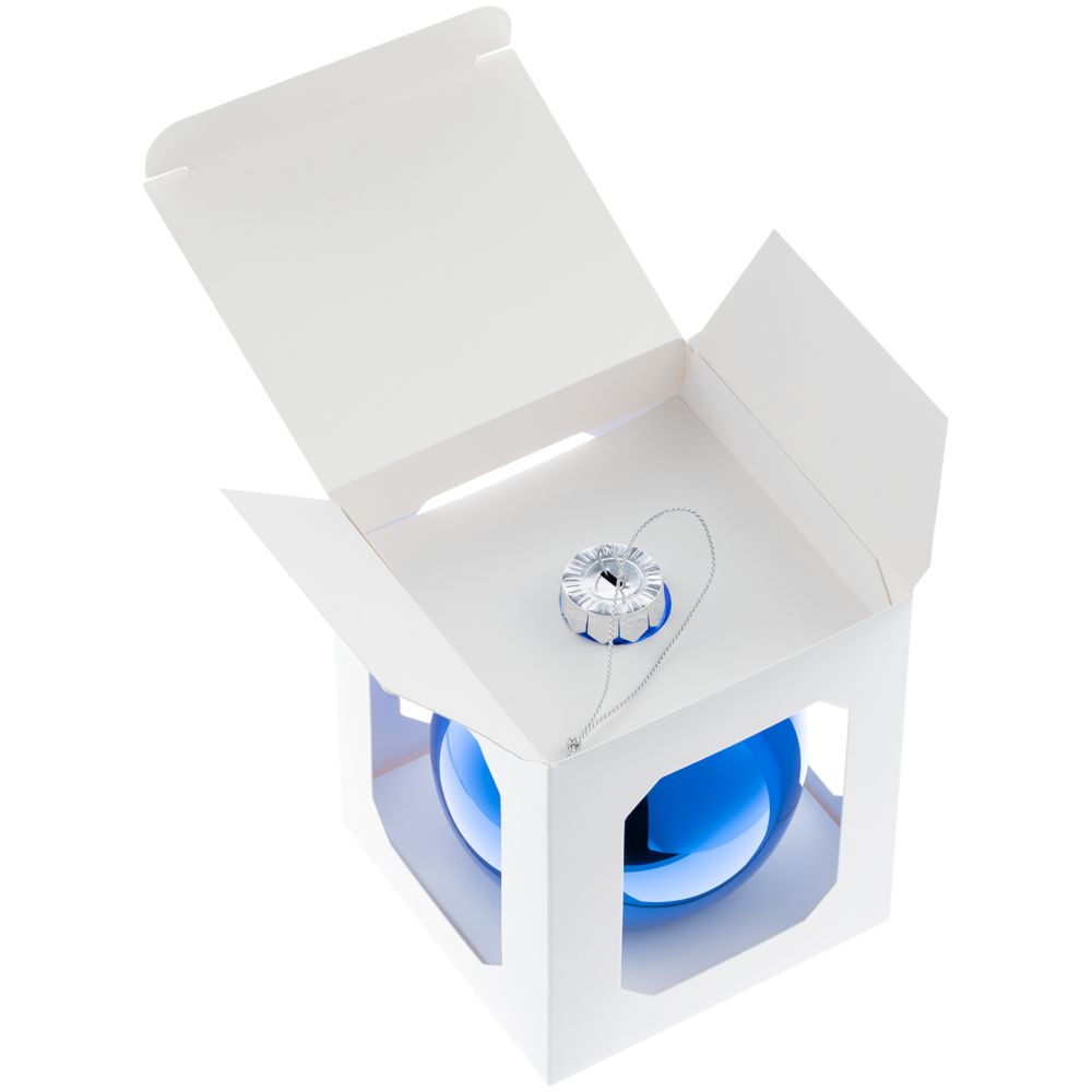 Елочный шар Finery Gloss, 10 см, глянцевый синий / Миниатюра WWW (1000)