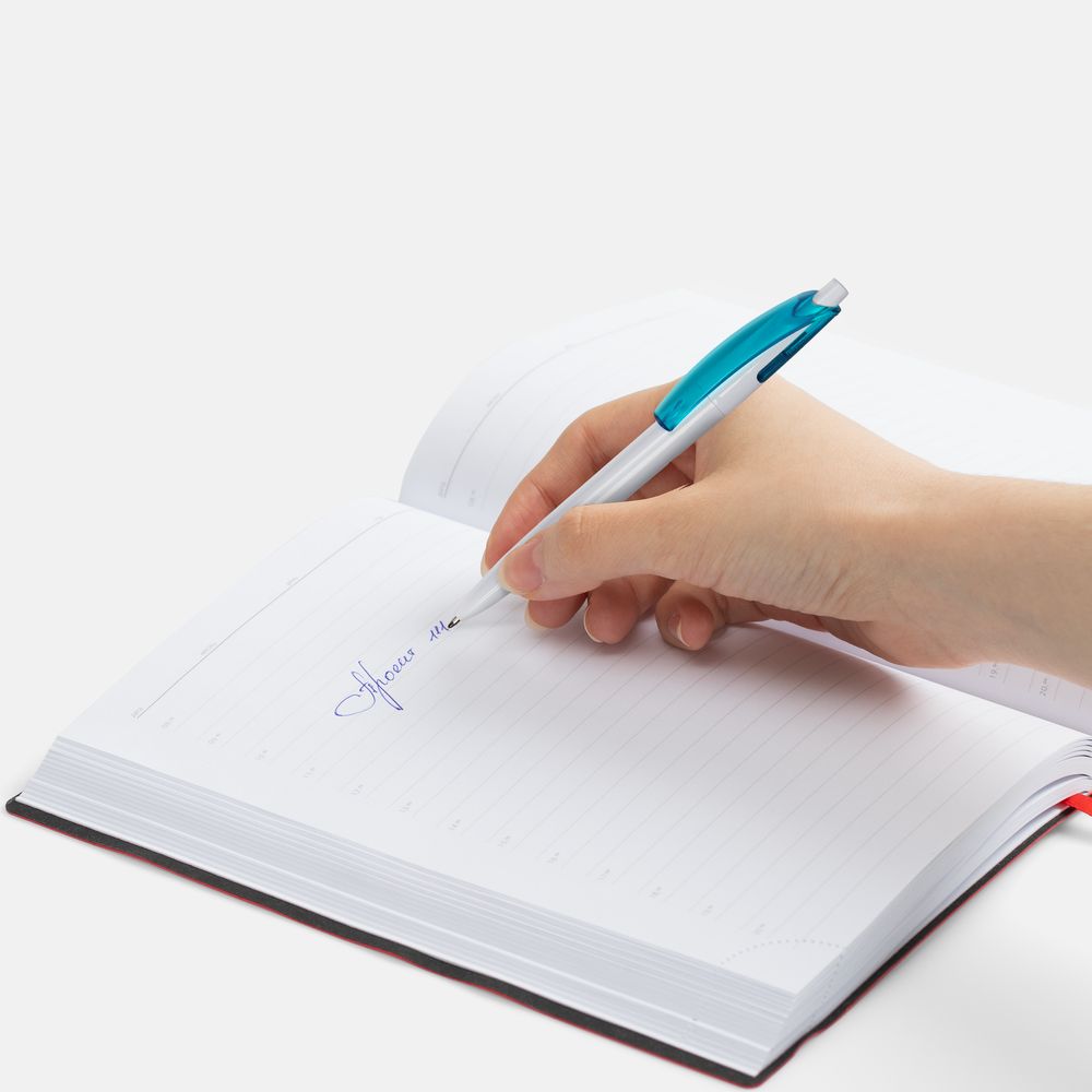 Ручка шариковая Bento, белая с голубым / Миниатюра WWW (1000)