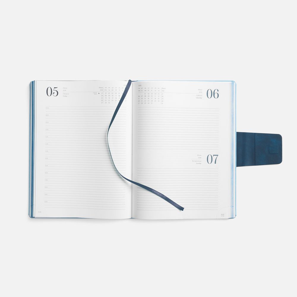 Ежедневник Grande Strap на заказ, датированный, голубой / Миниатюра WWW (1000)