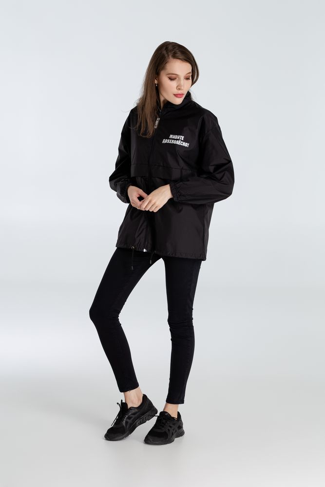 Ветровка «Живите двухколесно», ver. 2, черная / Миниатюра WWW (1000)