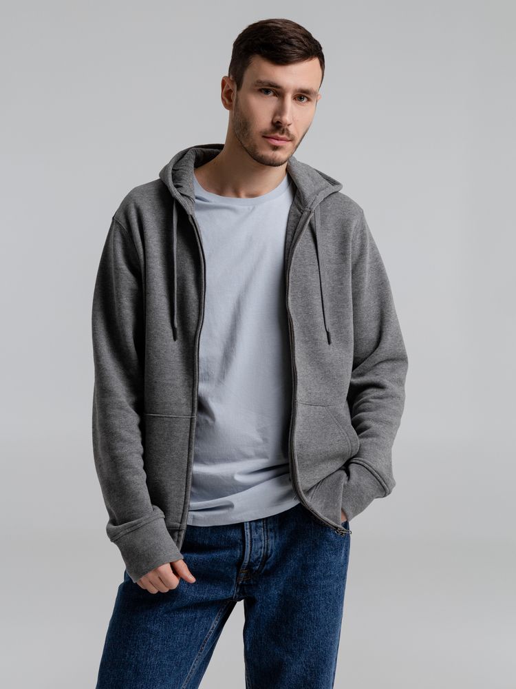 Толстовка с капюшоном на молнии унисекс King, темно-серый меланж / Миниатюра WWW (1000)