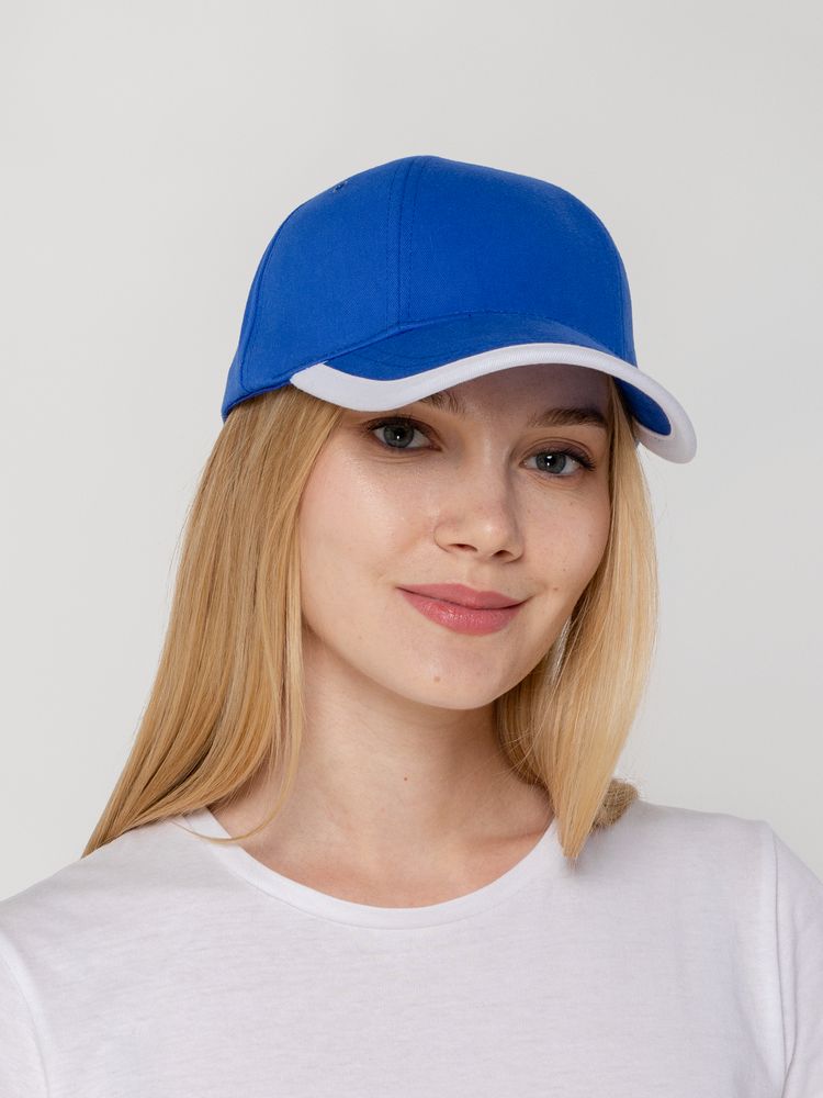 Бейсболка Honor, ярко-синяя с белым кантом / Миниатюра WWW (1000)