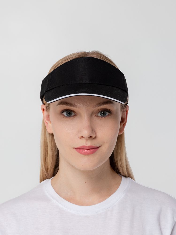 Козырек Active, черный с белым кантом / Миниатюра WWW (1000)