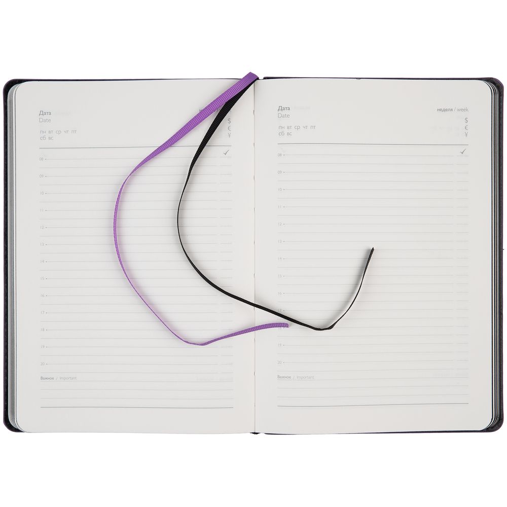 Ежедневник Alanis, недатированный, черный c фиолетовым / Миниатюра WWW (1000)