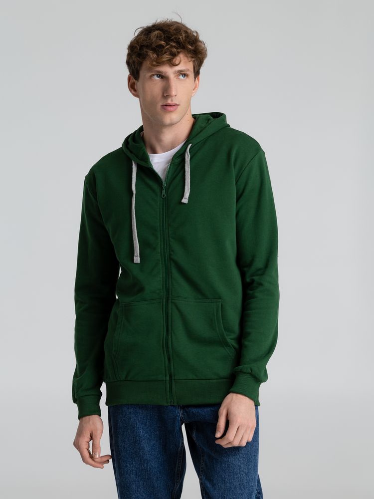 Толстовка с капюшоном на молнии Unit Siverga Heavy, темно-зеленая / Миниатюра WWW (1000)