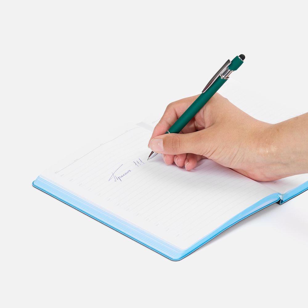 Ручка шариковая Pointer Soft Touch со стилусом, зеленая / Миниатюра WWW (1000)