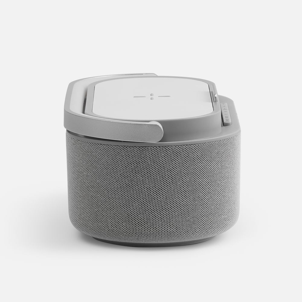 Колонка с часами и беспроводной зарядкой Veske ver.2, серая / Миниатюра WWW (1000)