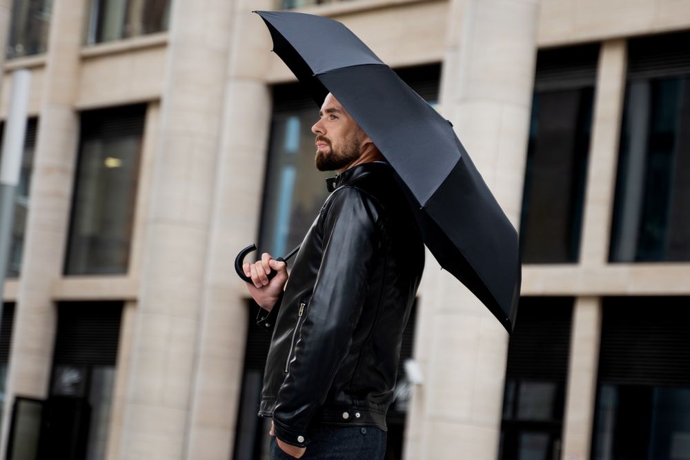 Зонт складной Lui, черный с красным / Миниатюра WWW (1000)