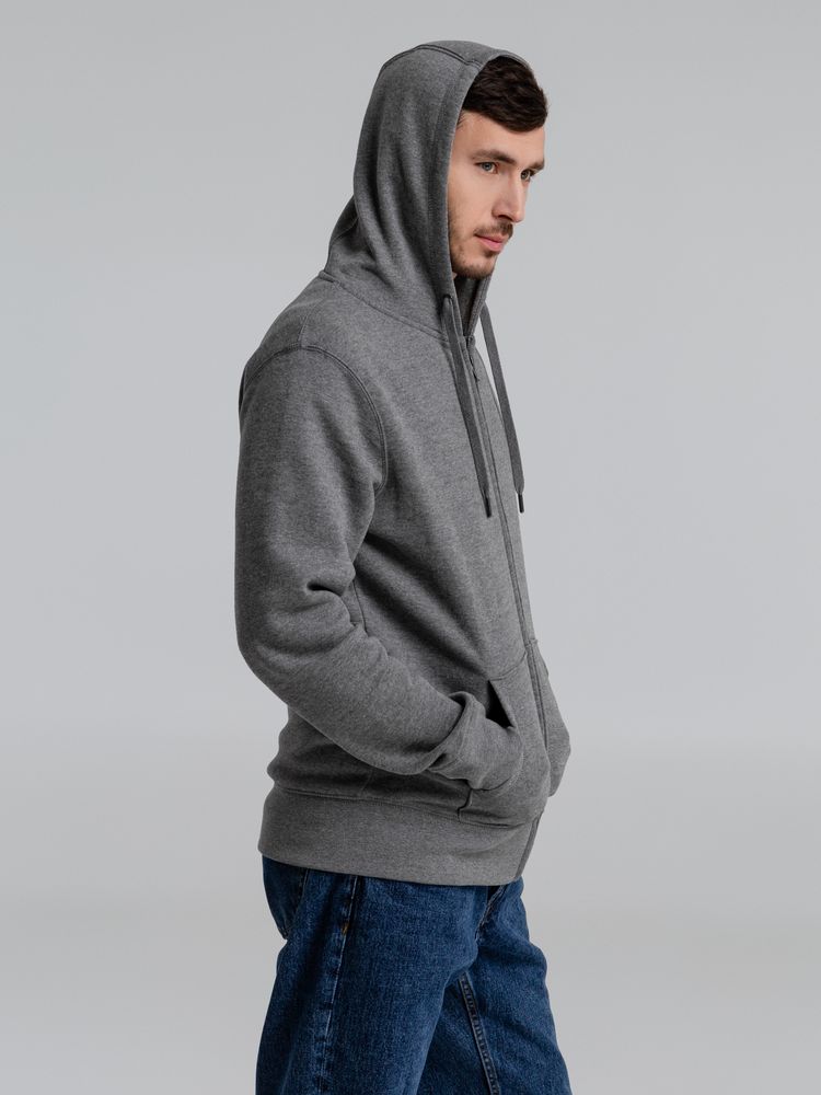 Толстовка с капюшоном на молнии унисекс King, темно-серый меланж / Миниатюра WWW (1000)