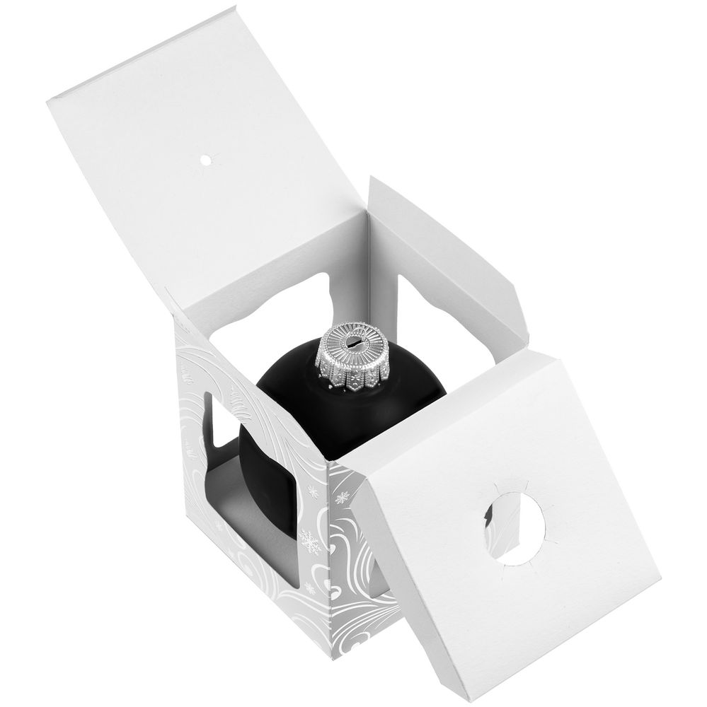 Елочный шар Gala Night Matt в коробке с тиснением, черный, 8 см / Миниатюра WWW (1000)