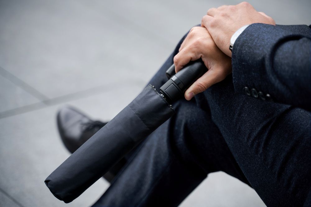 Зонт складной Lui, черный с красным / Миниатюра WWW (1000)