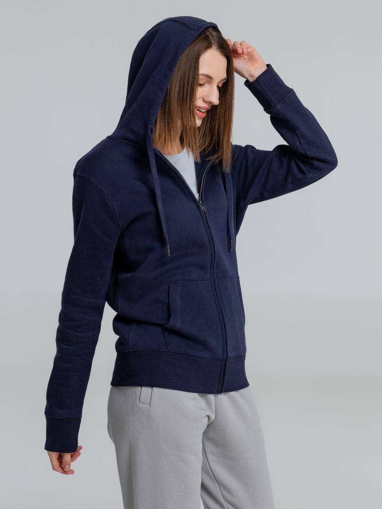 Толстовка с капюшоном на молнии унисекс King, темно-синяя / Миниатюра WWW (1000)