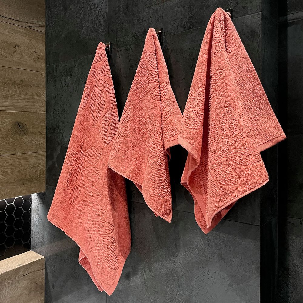 Полотенце махровое «Флора», среднее, оранжевое (персиковое эхо) / Миниатюра WWW (1000)