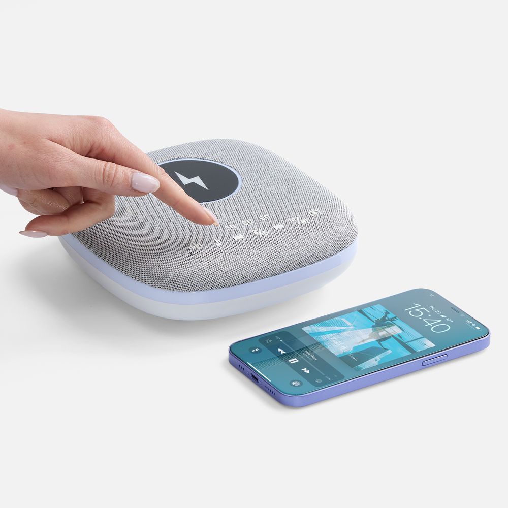 Bluetooth колонка с беспроводной зарядкой и подсветкой Terrafonic, серая / Миниатюра WWW (1000)