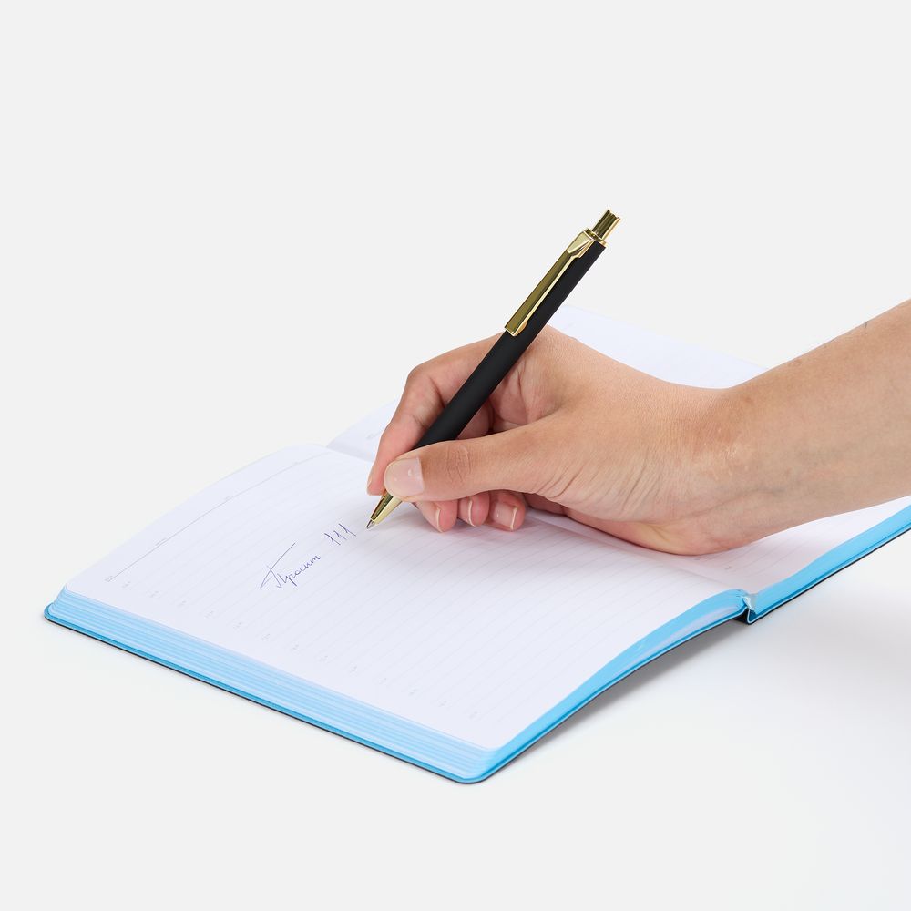 Ручка шариковая Lobby Soft Touch Gold, черная / Миниатюра WWW (1000)