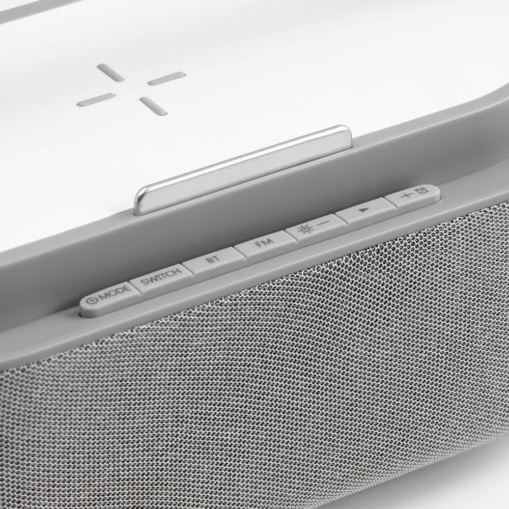 Колонка с часами и беспроводной зарядкой Veske ver.2, серая / Миниатюра WWW (1000)