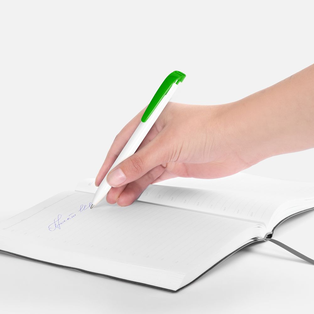 Ручка шариковая Favorite, белая с зеленым / Миниатюра WWW (1000)