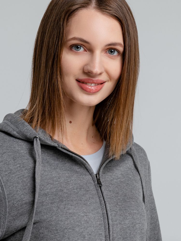 Толстовка с капюшоном на молнии унисекс King, темно-серый меланж / Миниатюра WWW (1000)