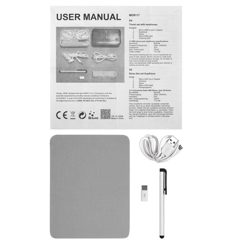 Набор с наушниками и Type-C адаптером OnTheGo, черный / Миниатюра WWW (1000)