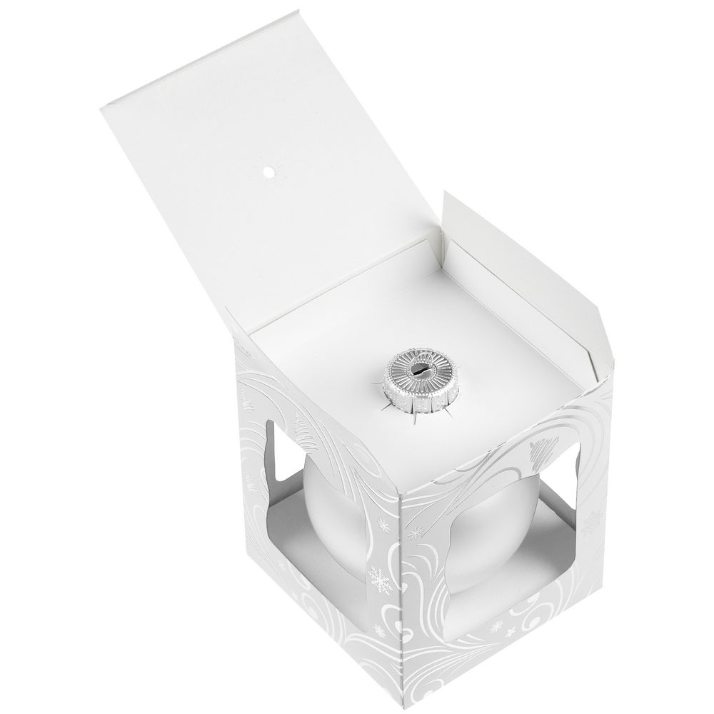 Елочный шар Gala Night Matt в коробке с тиснением, белый, 8 см / Миниатюра WWW (1000)