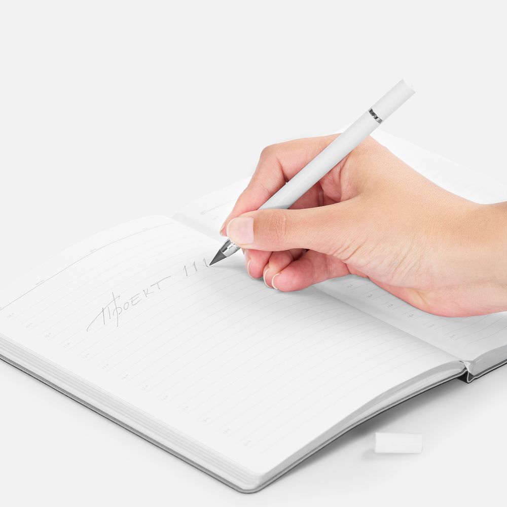 Ручка шариковая и вечный карандаш Diptych, белая / Миниатюра WWW (1000)