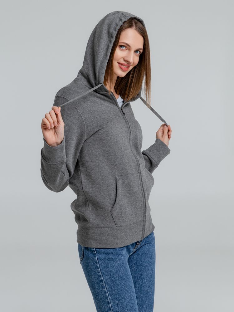 Толстовка с капюшоном на молнии унисекс King, темно-серый меланж / Миниатюра WWW (1000)