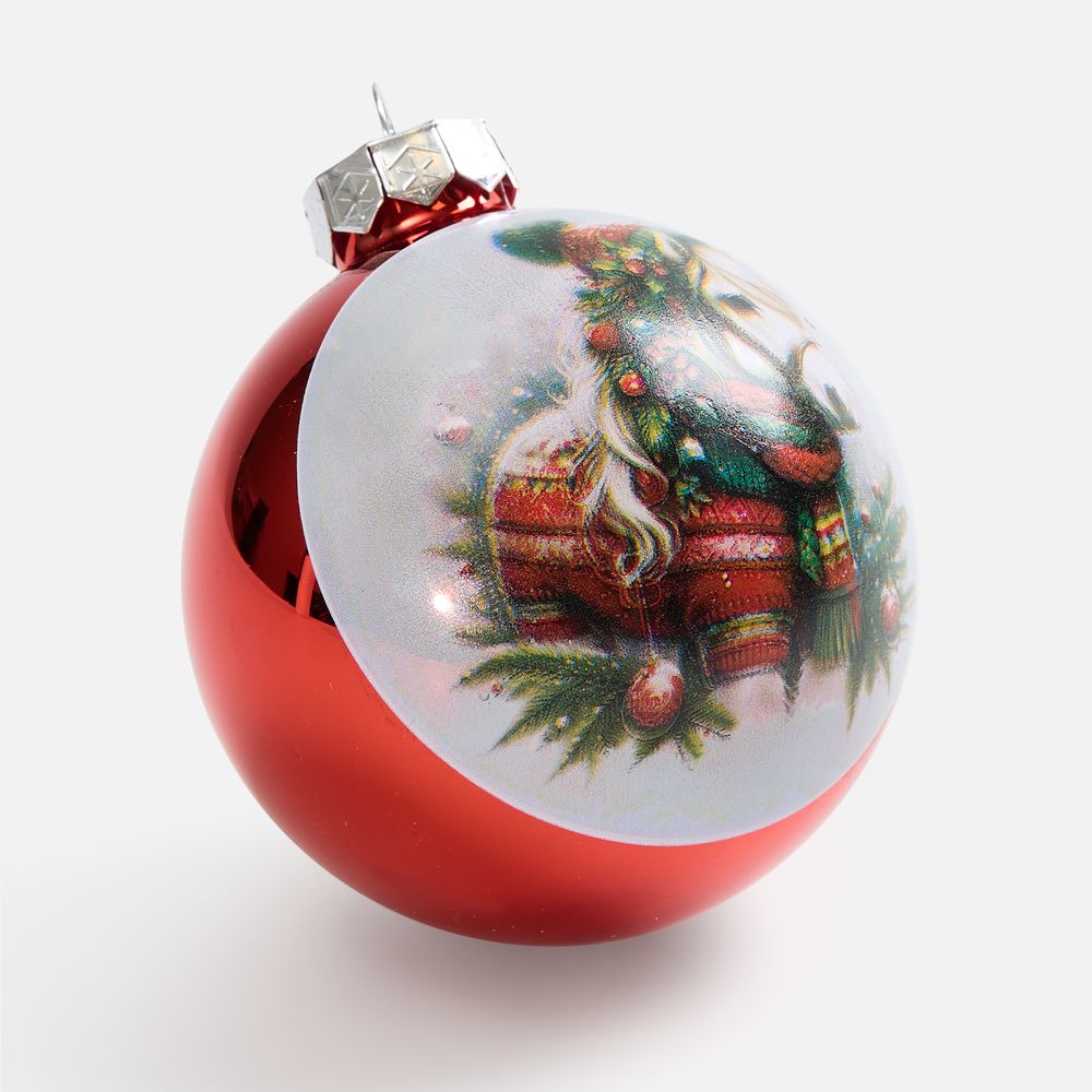 Елочный шар Finery Gloss, 8 см, глянцевый красный / Миниатюра WWW (1000)