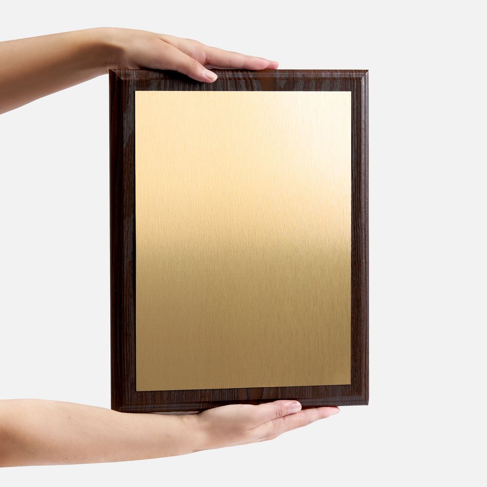 Плакетка Plaque XL, венге с золотистой пластиной / Миниатюра WWW (1000)