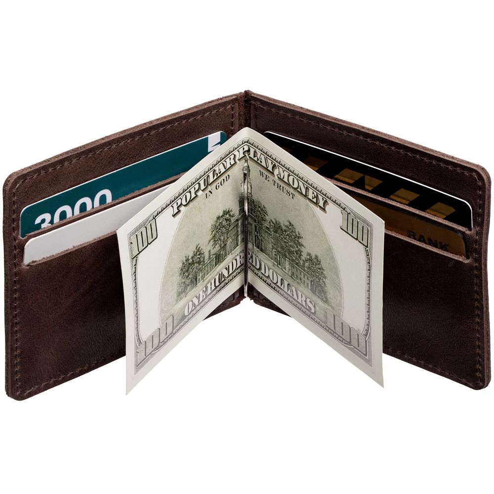 Зажим для купюр Apache, темно-коричневый / Миниатюра WWW (1000)