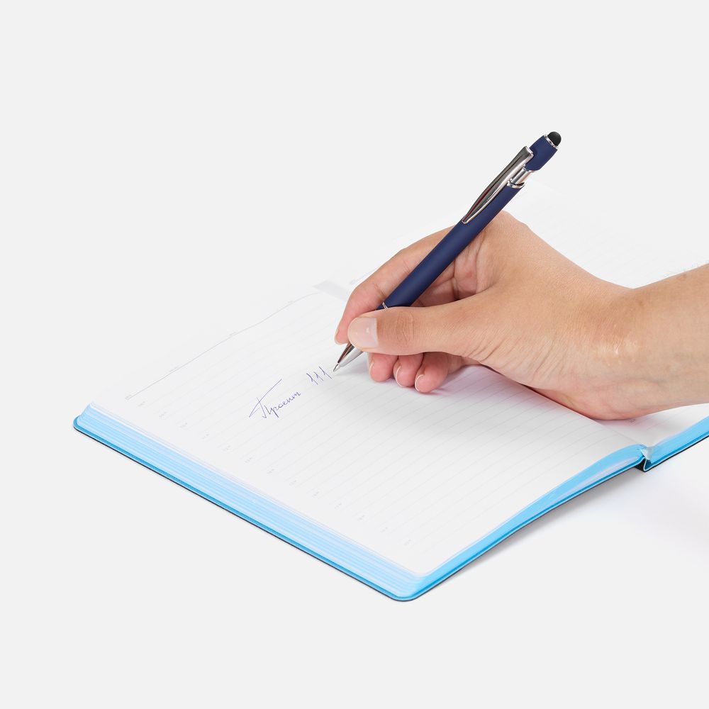 Ручка шариковая Pointer Soft Touch со стилусом, темно-синяя / Миниатюра WWW (1000)
