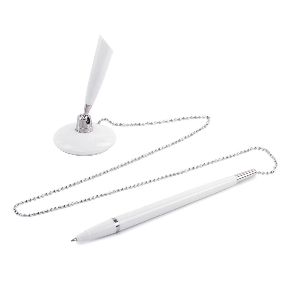 Ручка шариковая настольная Stand Pen, белая / Миниатюра WWW (1000)