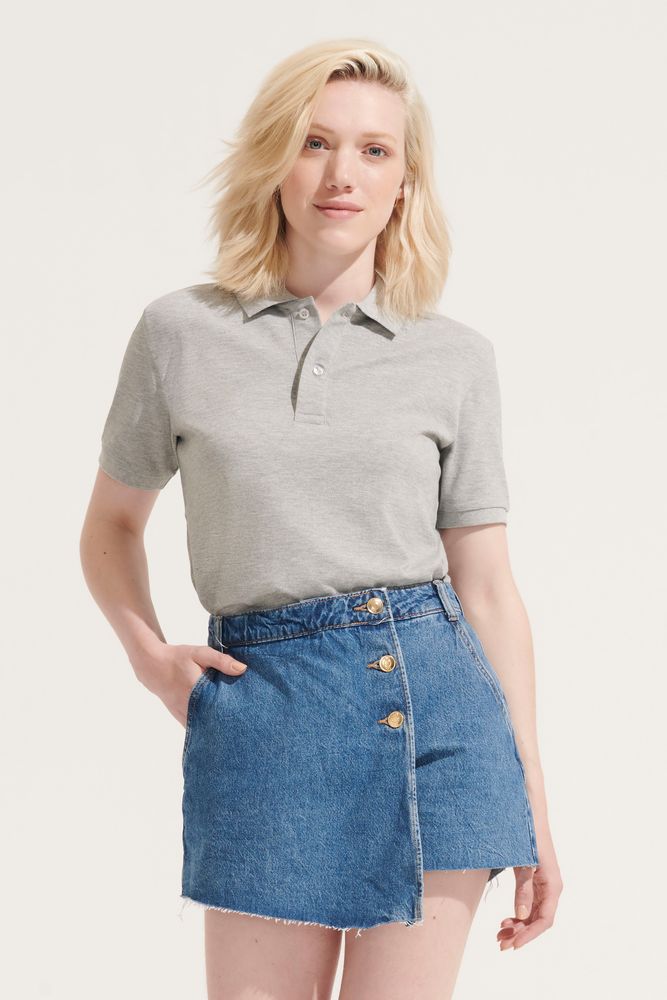 Рубашка поло унисекс Pegase, серый меланж / Миниатюра WWW (1000)