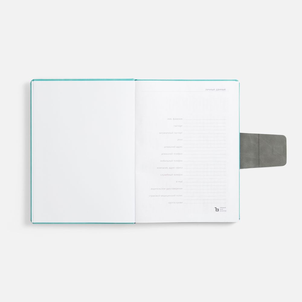 Ежедневник Grande Strap на заказ, датированный, бирюзовый / Миниатюра WWW (1000)