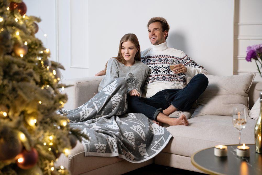 Набор с пледом и бокалами для вина «Снежность», ваниль / Миниатюра WWW (1000)