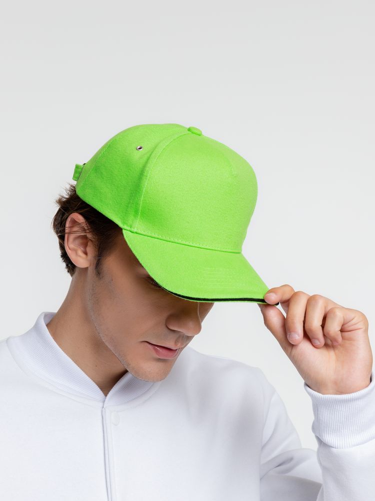 Бейсболка Classic, зеленое яблоко с черным кантом / Миниатюра WWW (1000)