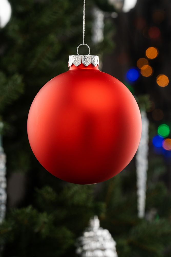 Елочный шар Finery Matt, 10 см, матовый красный / Миниатюра WWW (1000)