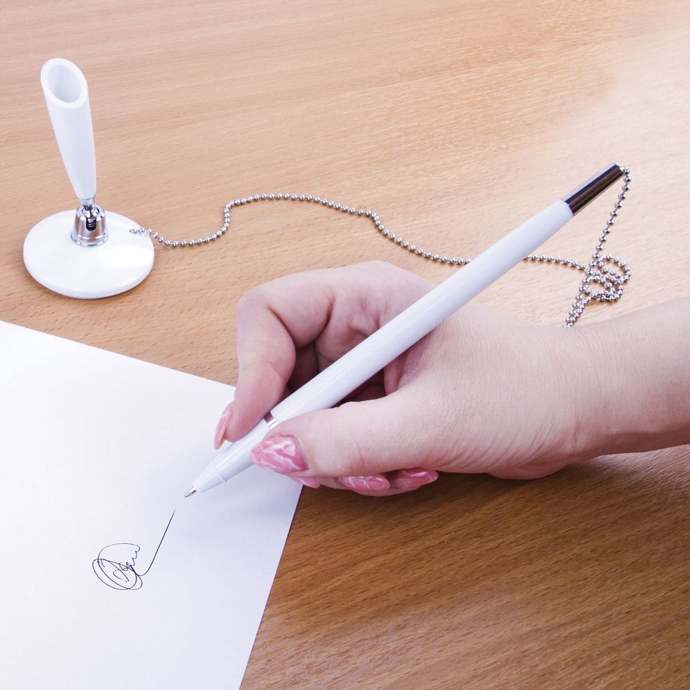 Ручка шариковая настольная Stand Pen, белая / Миниатюра имиджевого (1000)