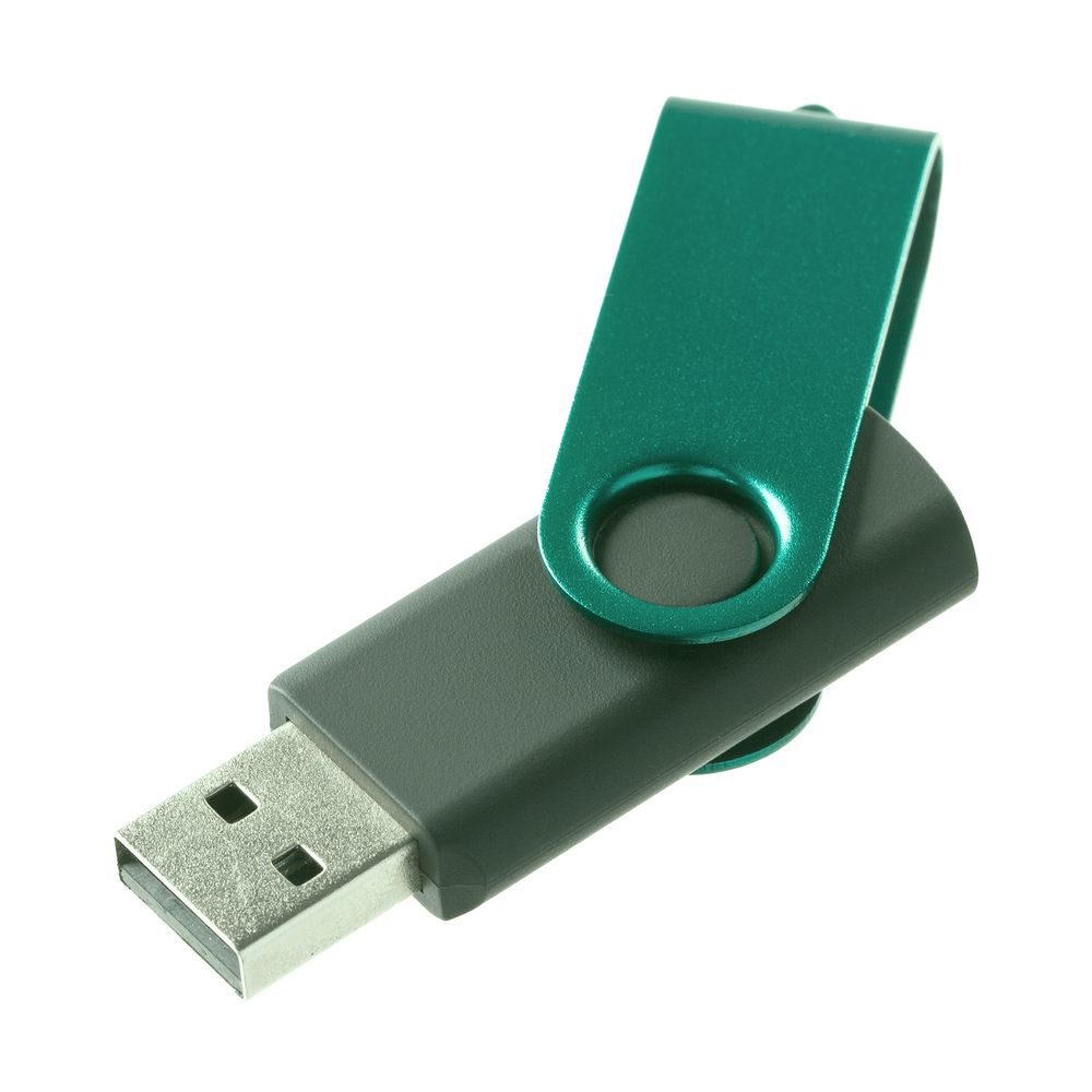 Флешка Twist Color, черная с зеленым, 8 Гб / Миниатюра WWW (1000)