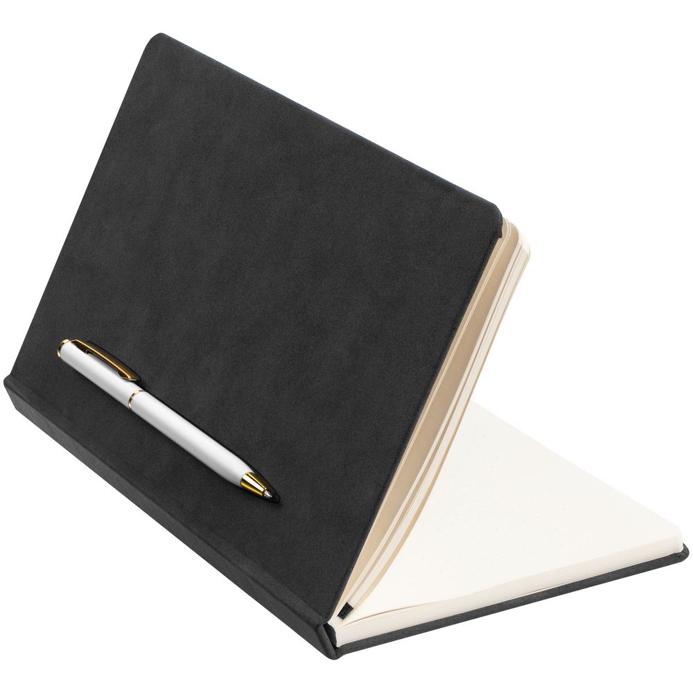 Блокнот Magnet Gold с ручкой, черный с белым / Миниатюра WWW (1000)
