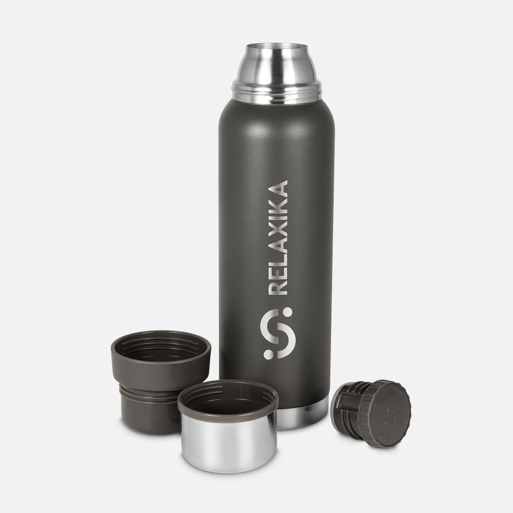Термос Relaxika 1000 со стикерпаком, хаки / Миниатюра WWW (1000)