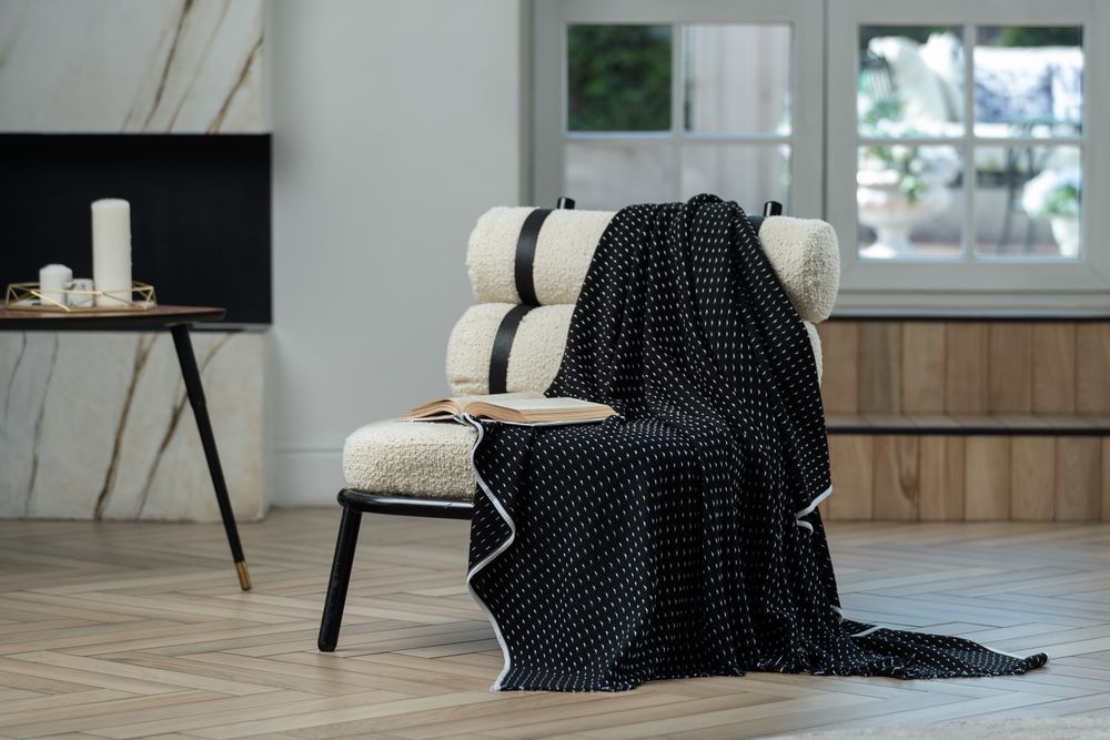 Плед Fringy, черный с белым / Миниатюра WWW (1000)