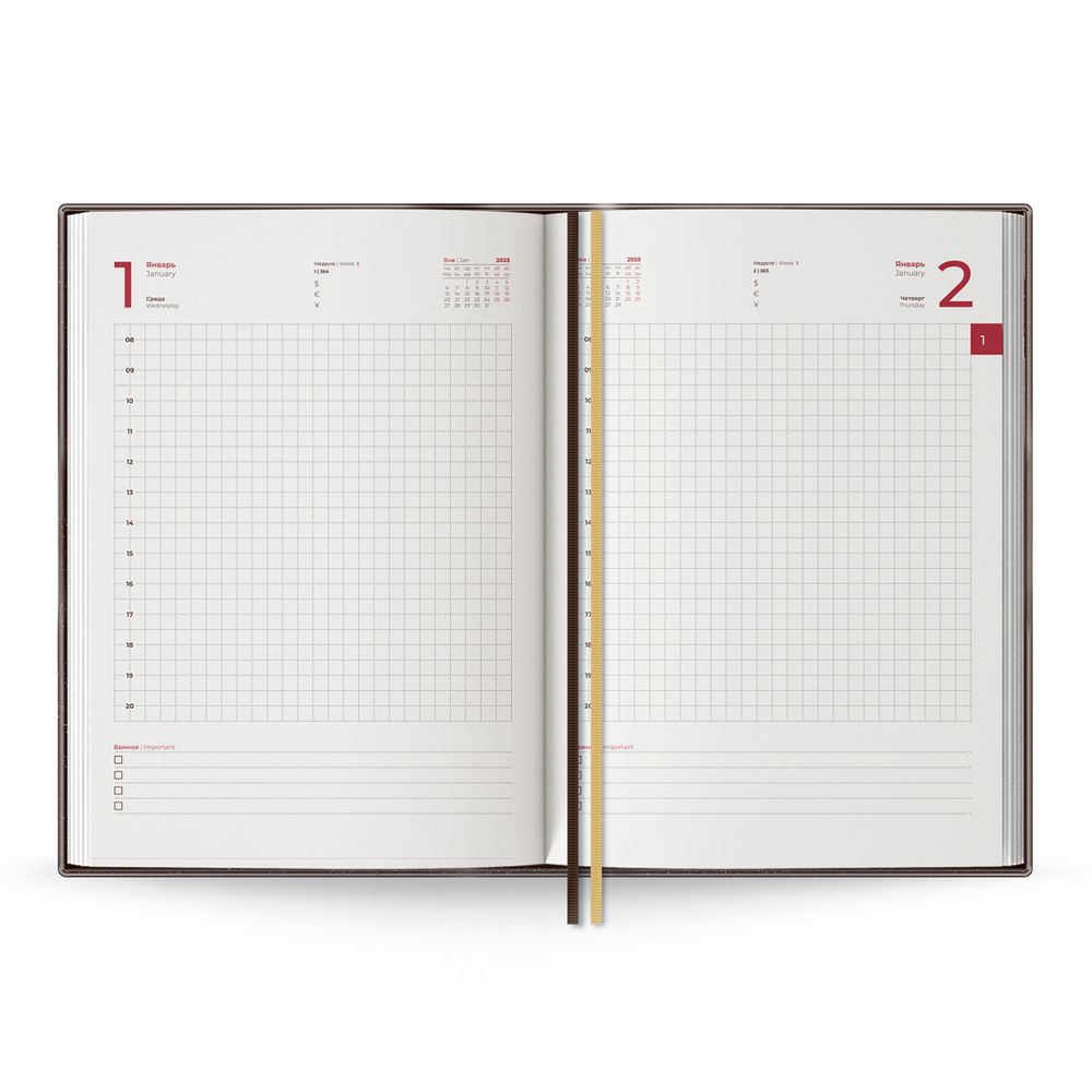 Ежедневник Ronda, датированный, коричневый / Миниатюра WWW (1000)